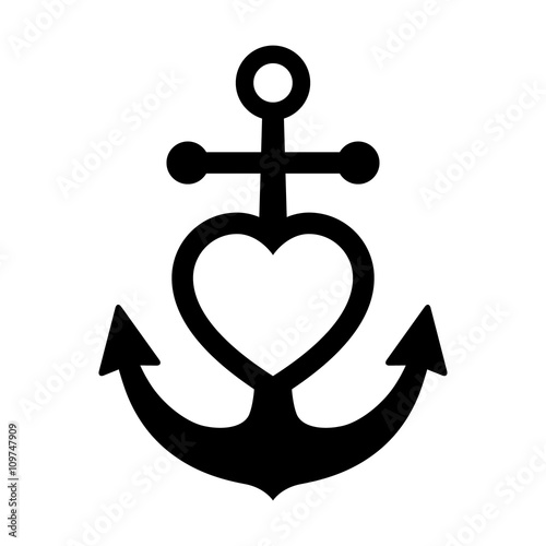 "Anchored / anchor heart flat icon for apps and websites" Stockfotos