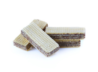 Wafers with chocolate isolated on white background