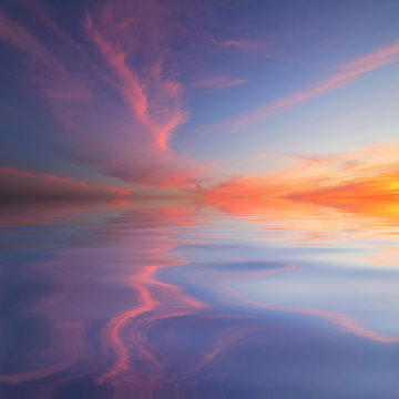 Natural background of the colorful sky and beautiful water reflection, During the time sunrise and sunset