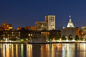 Fototapeta na wymiar Savannah, Georgia skyline along the riverfront