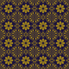 Elegant antique gold brown and blue background 376_oriental triangle geometry flower
