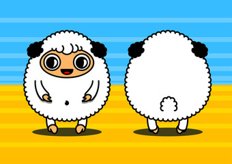 Kawaii card with sheep characters