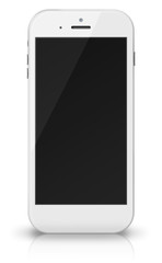 Smart phone with black screen isolated on white background.