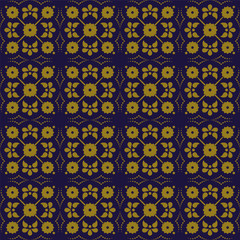 Elegant antique gold brown and blue background 391_vintage cross flower dot line
