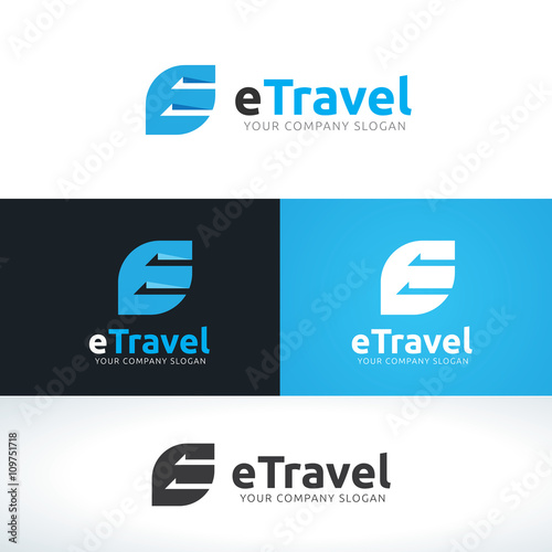 travel logo design with capital letter e vector illustration
