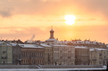Fototapeta premium beautiful sunset in the city Saint-Petersburg