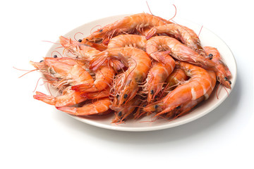 roasted shrimp on white plate