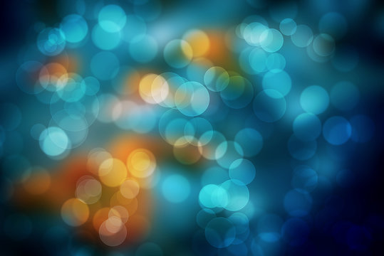 Dark Blue and orange Bokeh Abstract Background