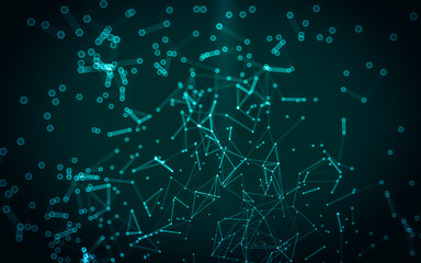 Abstract polygonal space low poly dark background, 3d rendering