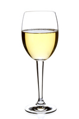 glass of white wine on white