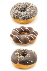 set of chocolate donut on white