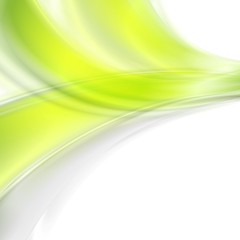 Bright green soft abstract waves on white