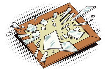 Object in retro style. Broken frame.