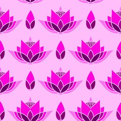 Fototapeta na wymiar seamless mosaic pattern design with a lotus bud against a bright