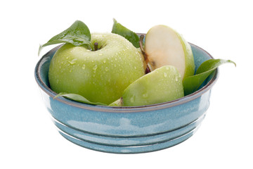 fresh green apples in bowl