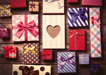 Fototapeta premium colorful gifts on the table