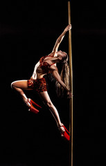 Beautiful slim girl with pylon