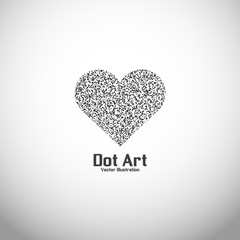Dot art design of the heart icon logo