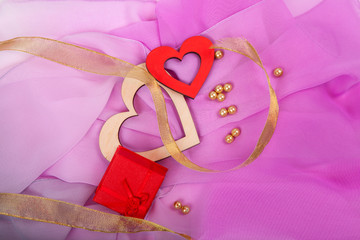 gift with pink ribbon,heart