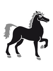black cool riding horse stallion equestrian comic cartoon