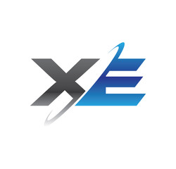 xe initial logo with double swoosh blue and grey