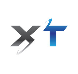 xt initial logo with double swoosh blue and grey