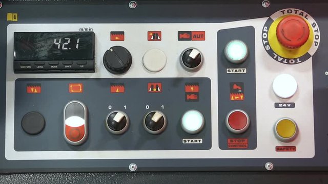 control buttons on CNC machine