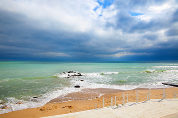 landscape view from Black sea coast near Varna, Bulgaria.  - obrazy, fototapety, plakaty