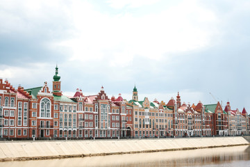 Yoshkar-Ola, Russia - April 30, 2016: Bruges Quay in the city of Yoshkar-Ola in Russian copy of the waterfront in the city of Bruges in Belgium
