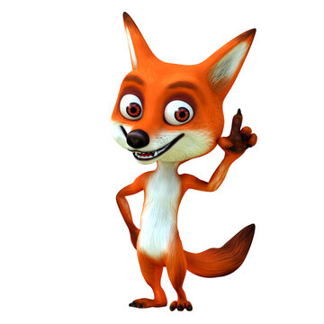 3d render  illustration cartoon of red fox series 