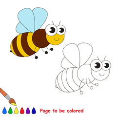 Cute bee cartoon. Page to be colored. 