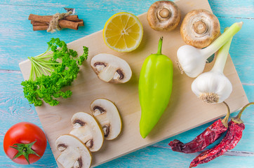 Vegetables and spices on the table