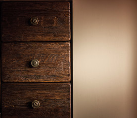 Brown wooden drawes - old pieces of funiture.
