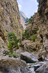 Fototapeta na wymiar Passage of Samaria Gorge, Crete, Greece