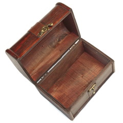 Decorative Storage Redwood Box Or Casket Top View White Isolated