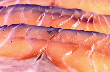 Background from salty salmon with blueberries