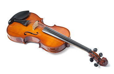 Fototapeta na wymiar The beautiful wooden violin isolated on white