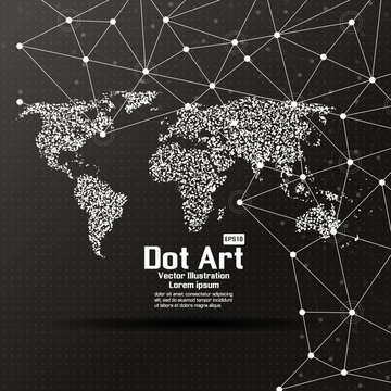 Dot art design of the world map