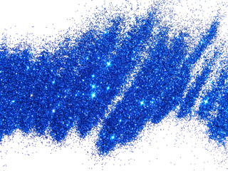 Blue glitter sparkle on white background