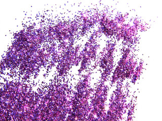 Purple glitter sparkle on white background