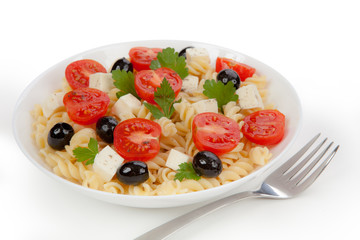 Pasta salad in the plate