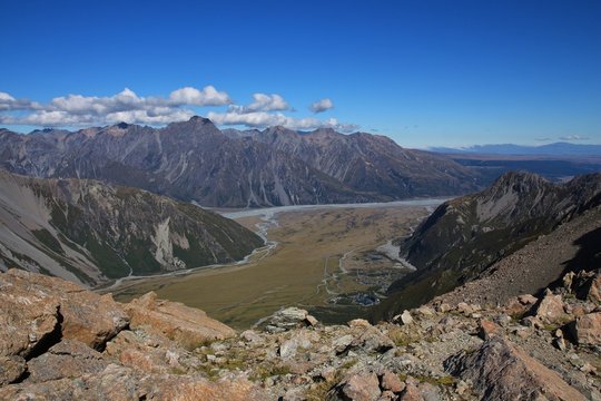 Mt Cook Village And Burnett Mountains