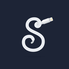 S letter logo formed by lightning cable.