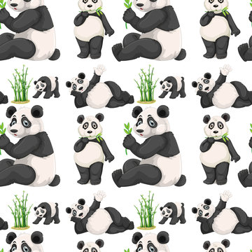 Seamless panda and bamboo