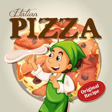 Chef and italian pizza