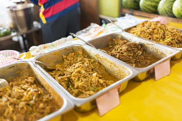 Thai food in market soft light