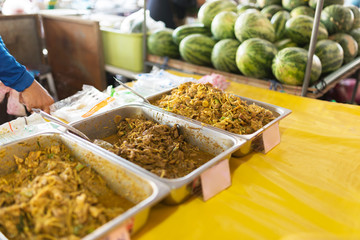 Thai food in market soft light