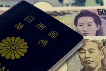 Japanese currency and passport