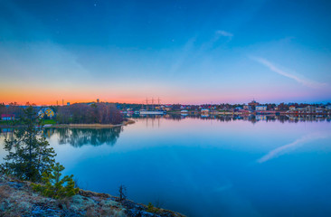Åland Islands, Baltic Sea Pommern ship at beautiful sunset