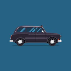vector modern flat design. blackTaxi car London. City service transport icon